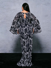 Plus Flared Sleeve Printed Split Dress